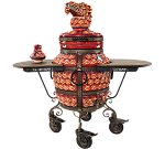 Тандыр "Шелковый путь" с откидной крышкой, с 2-мя столиками (красный)