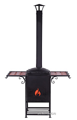 Казан чугунный 16л узбекский с чугунной крышкой-садж + очаг "Самарканд"