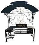 Мангал с очагом, крышей и встроенной полкой "Париж" (Толщина стали жаровни 3 мм, толщина стали печи 3 мм)