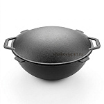 Казан чугунный 12л Камская Посуда (плоское дно) с крышкой-садж Бризоль