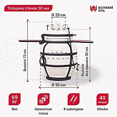 Набор "Эконом": Тандыр "Охотник" с откидной крышкой, со столиками, с термометром + аксессуары