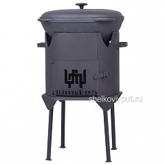 Казан чугунный 10л Ситон с чугунной крышкой + печь с дверцей 3мм