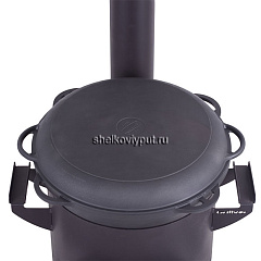 Казан чугунный 17л Ситон с чугунной крышкой-сковородой + очаг "Премиум "Берель"