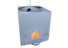 Мангал с крышей и печью под казан на 12 литров АМ18П