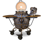 Тандыр "Шелковый путь" с откидной крышкой, с 2-мя столиками (синий)