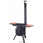 Очаг "Премиум" с двойными стенками и с чугунной дверцей для казанов на 50 литров (без столиков)