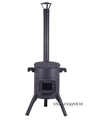 Казан чугунный 17л Ситон с чугунной крышкой + очаг "Премиум"