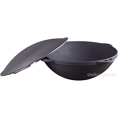 Казан чугунный 12л Камская Посуда (плоское дно) с крышкой-садж Бризоль