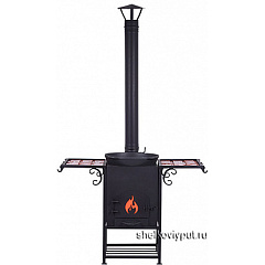 Казан чугунный 17л Ситон с чугунной крышкой-сковородой + очаг "Самарканд"