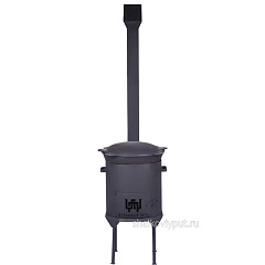 Казан чугунный 16л узбекский с чугунной крышкой-садж + очаг с трубой 3мм