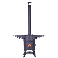 Казан чугунный 12л Ситон с чугунной крышкой-сковородой + очаг "Султан"